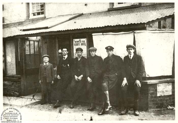Bream men outside Mountjoy's shop on Bream High Street