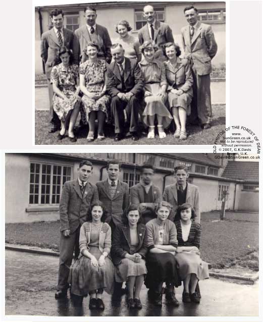 image: teachers and prefects at Coleford Secondary Modern from about 1949/50