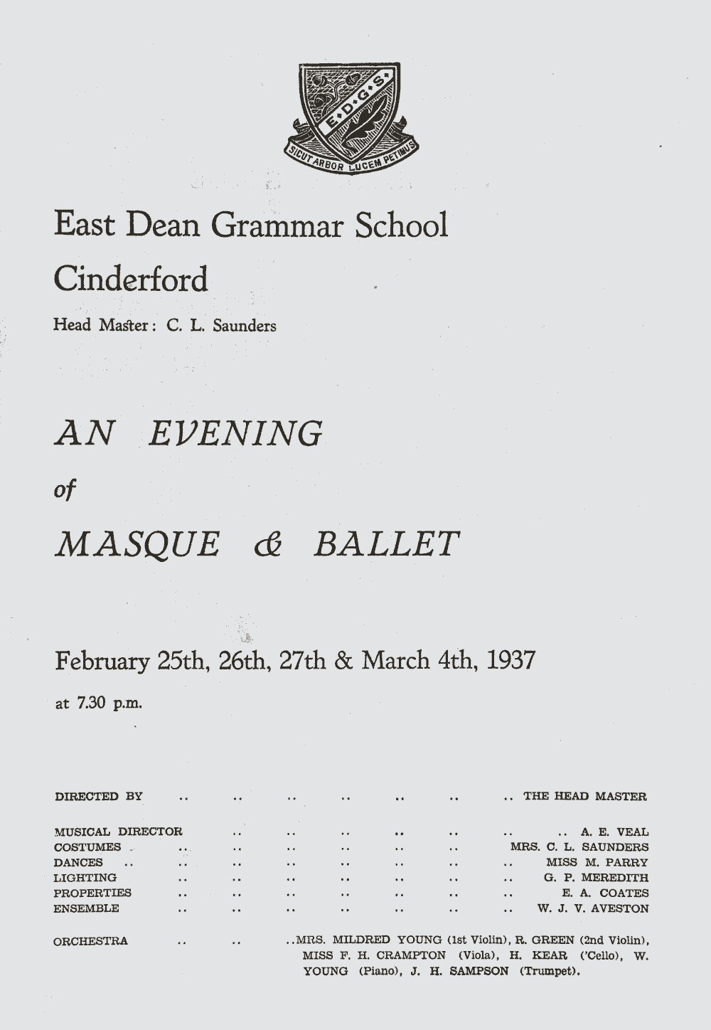 East Dean Grammar School Master Valiant program - page 1
