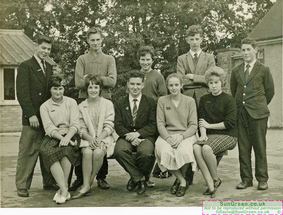An old photo of prefects at Bream Secondary Modern School.