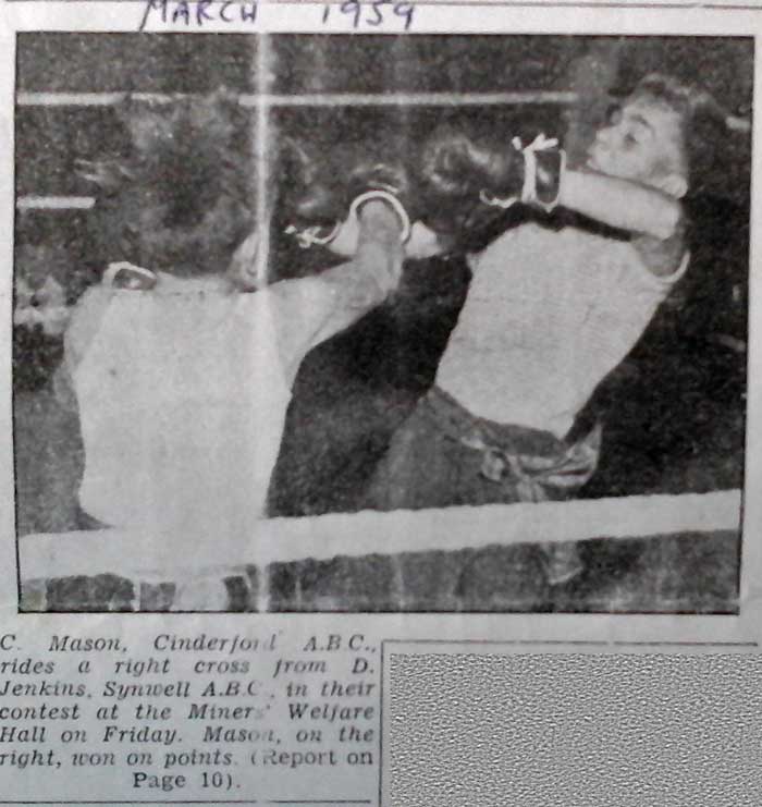 A newspaper cutting of a boxing match in Cinderford