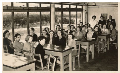 A photo taken of staff in a sewing factory near Coleford