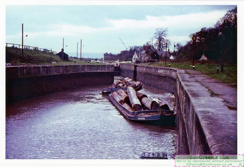 A photo showing barges of logs for Pine End works, Lydney.