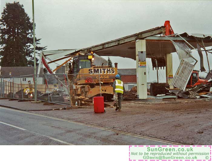 A photo of the demo;ished Watts filling station forecourt.