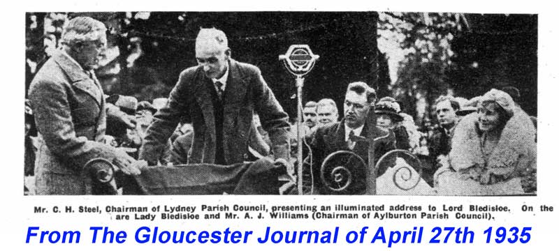 A newspaper image showing Lord Bledisloe's return to Lydney on April 27th 1935