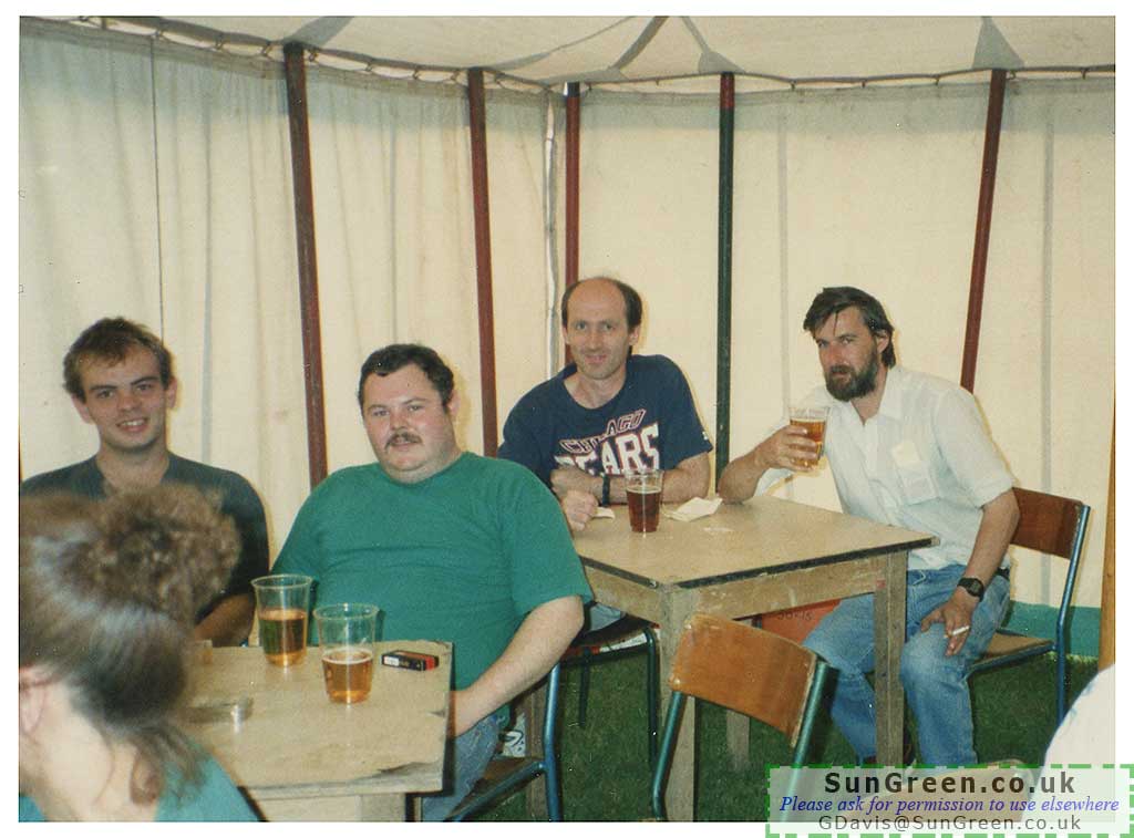 A photo showing Locals inside the Beer Tent at the annual Flowe Fruit & Vegetable Show, August 1993.