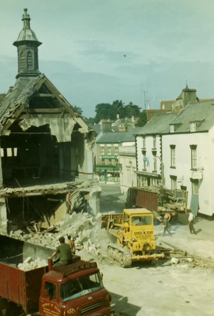 Coleford Town Hall during demolition