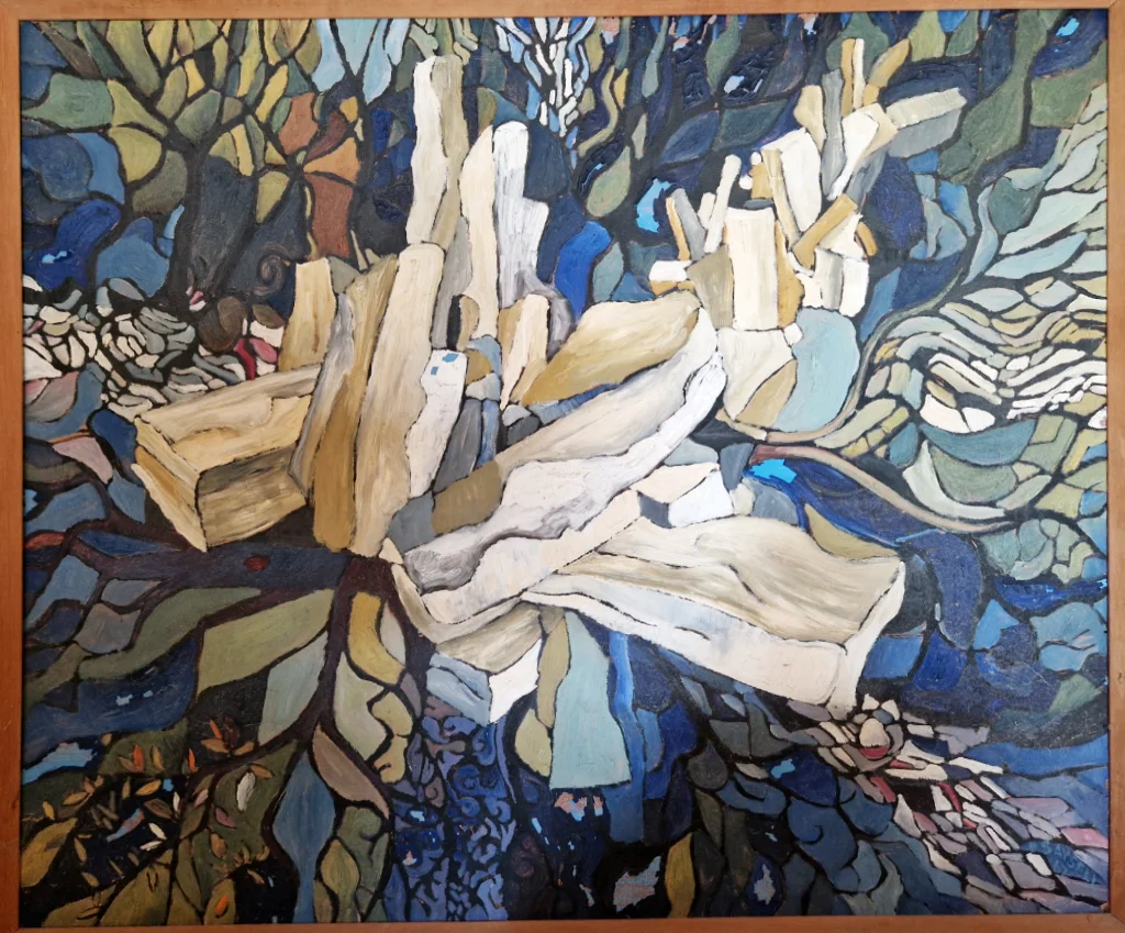 A photo showing a painting: Peter Saysell - Scowles painting